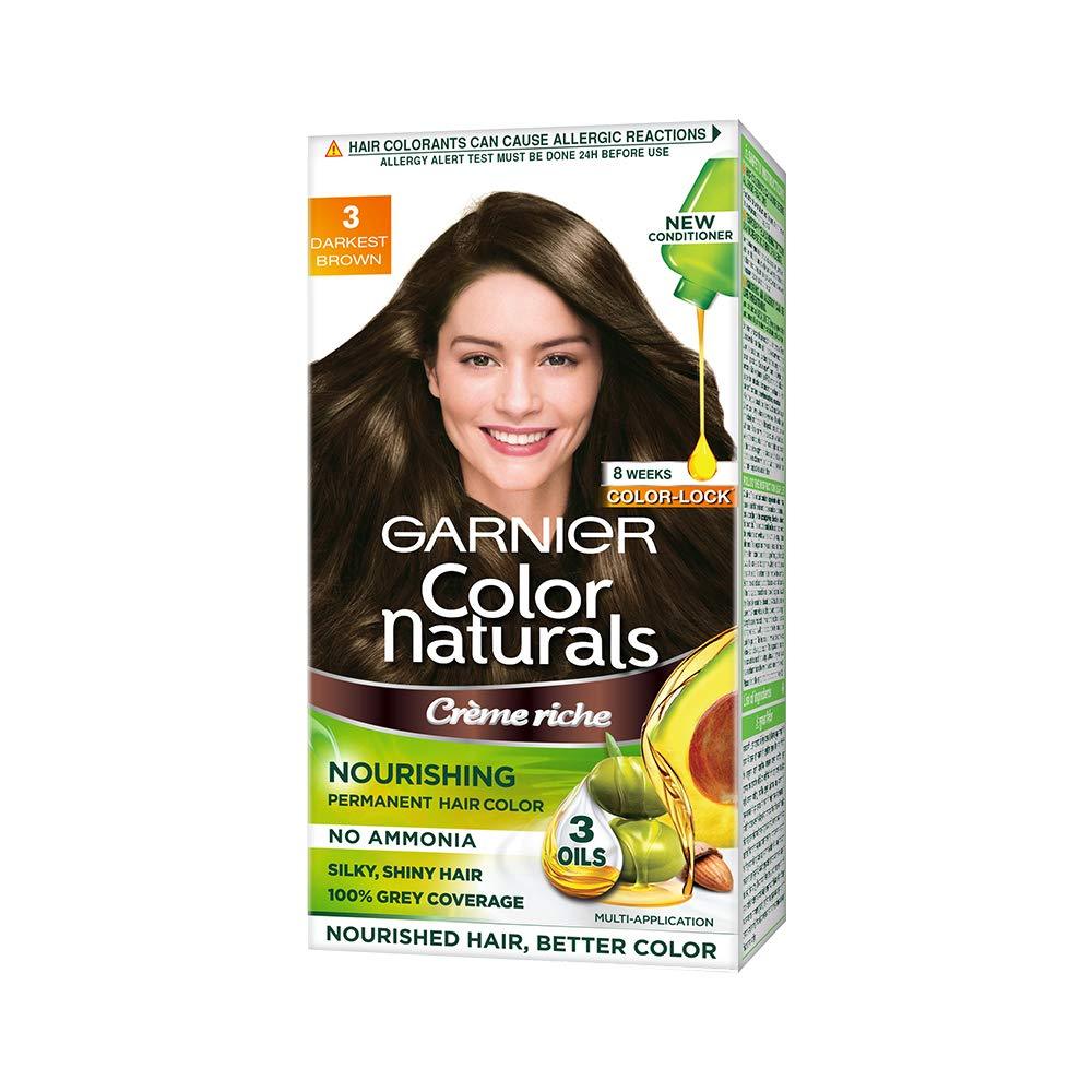 Garnier Color Naturals Creme Hair Color Darkest Brown Shade 3  - Image 1
