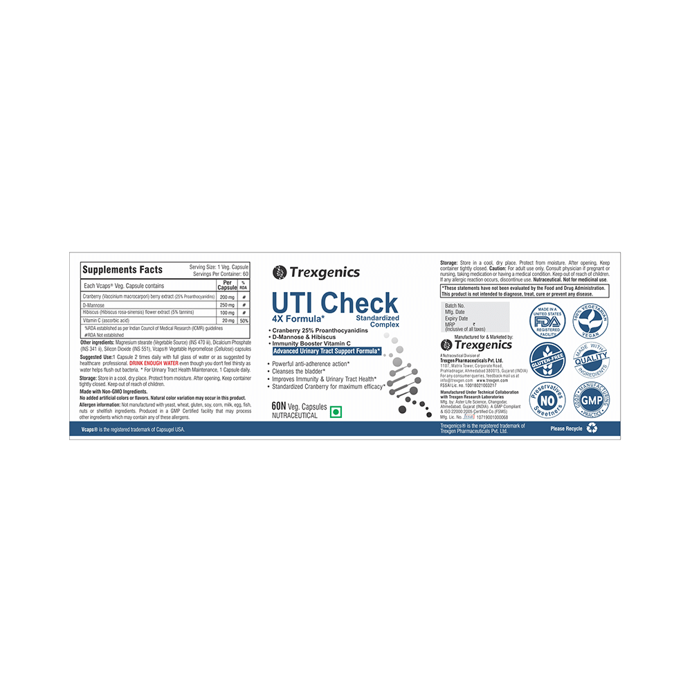 Trexgenics UTI Check Cranberry Mannose Veg. Capsules - Image 2