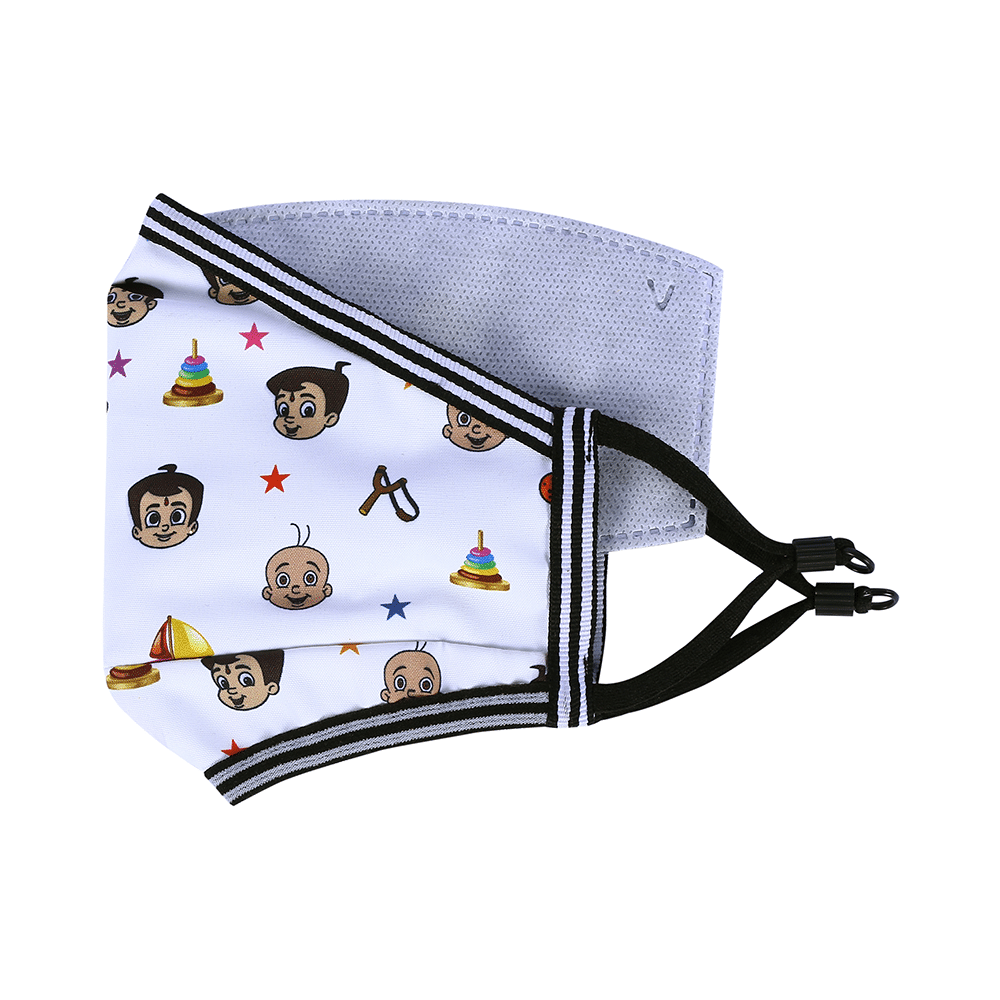Vibe Chhota Bheem Premium Re-Usable Face Mask for Kids with 25 Filters Free Size Helicopter - Image 2