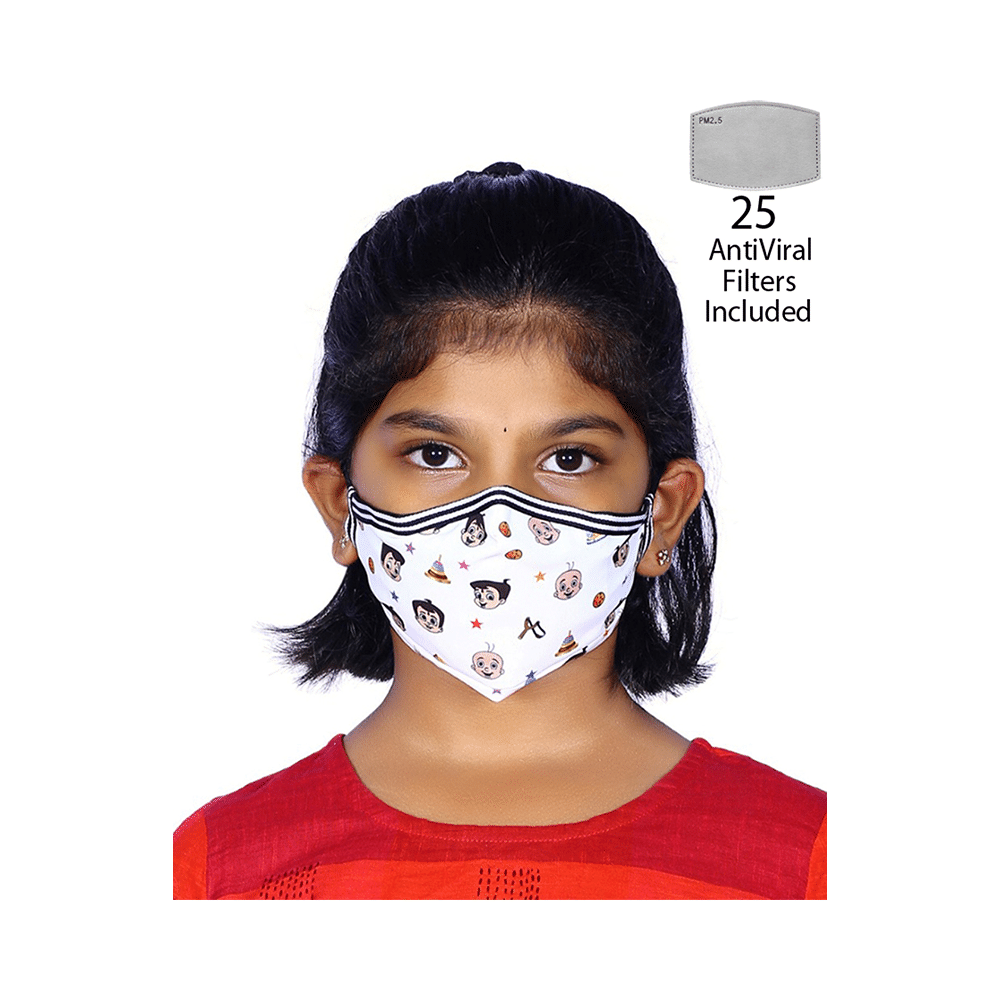 Vibe Chhota Bheem Premium Re-Usable Face Mask for Kids with 25 Filters Free Size Helicopter - Image 5