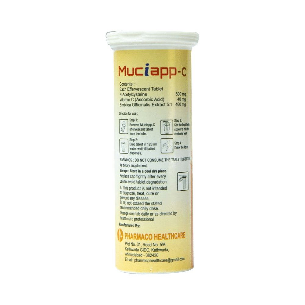 Muciapp -C with NAC & Vitamin-C for Lungs, Immunity & Detox | Effervescent Tablet - Image 3