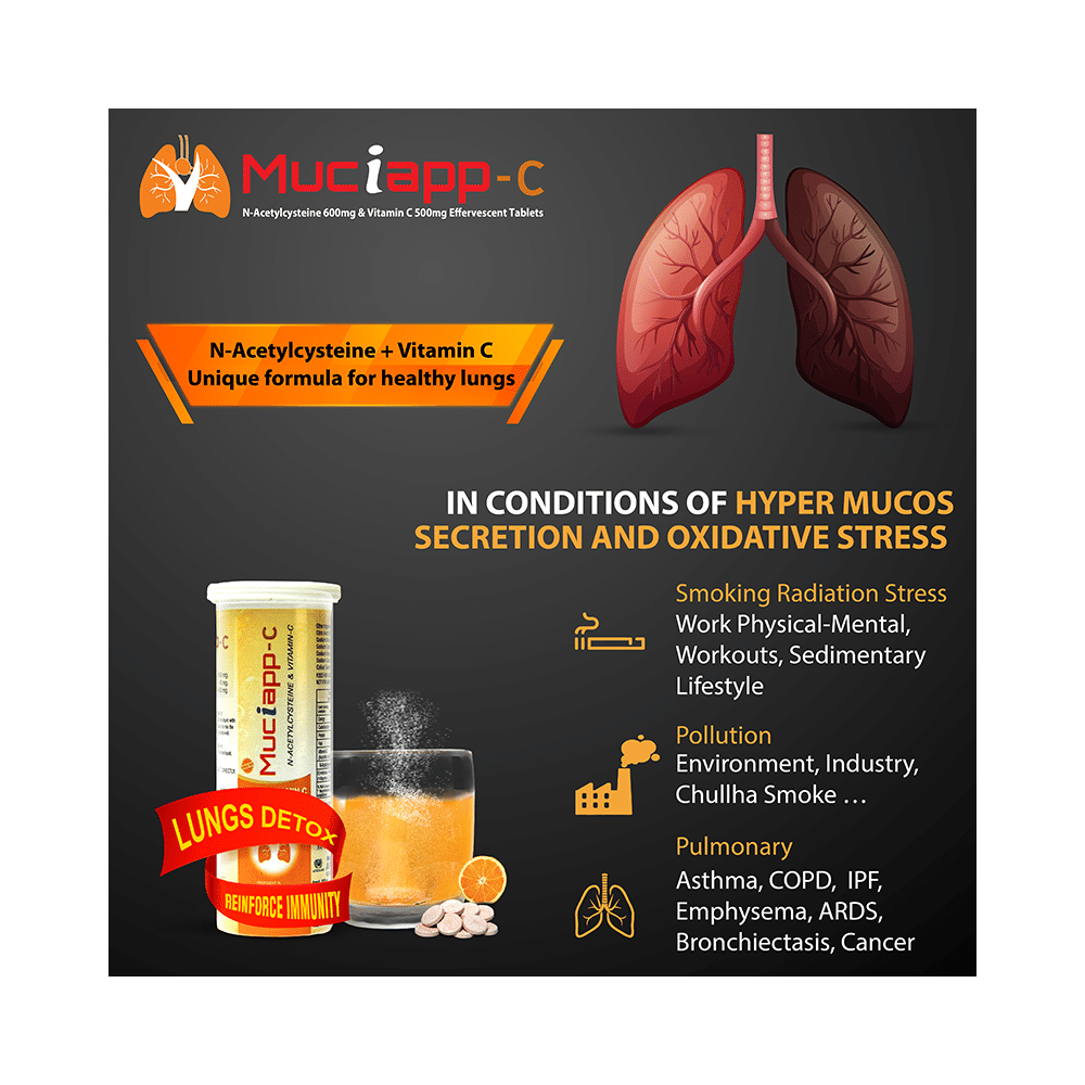 Muciapp -C with NAC & Vitamin-C for Lungs, Immunity & Detox | Effervescent Tablet - Image 9