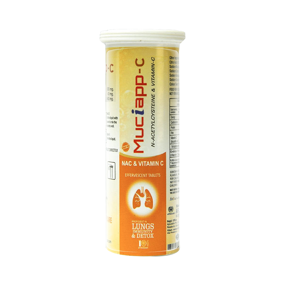 Muciapp -C with NAC & Vitamin-C for Lungs, Immunity & Detox | Effervescent Tablet