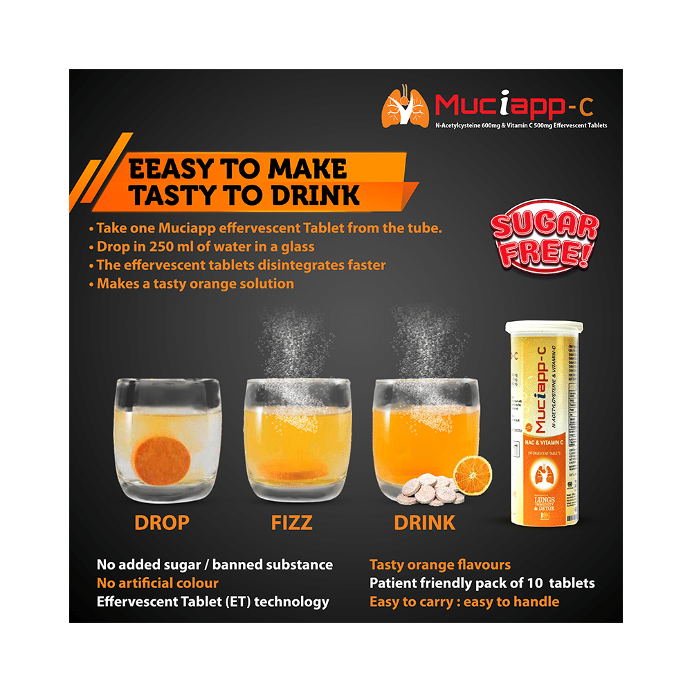 Muciapp -C with NAC & Vitamin-C for Lungs, Immunity & Detox | Effervescent Tablet - Image 8