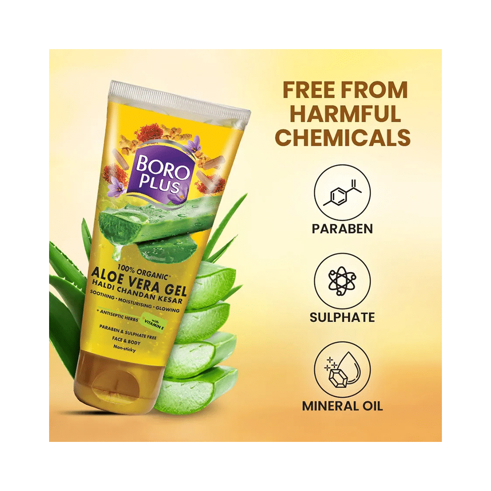 Boroplus Haldi Chandan Kesar 100% Organic Aloe Vera Gel with Vitamin E | Paraben & Sulphate-Free - Image 8