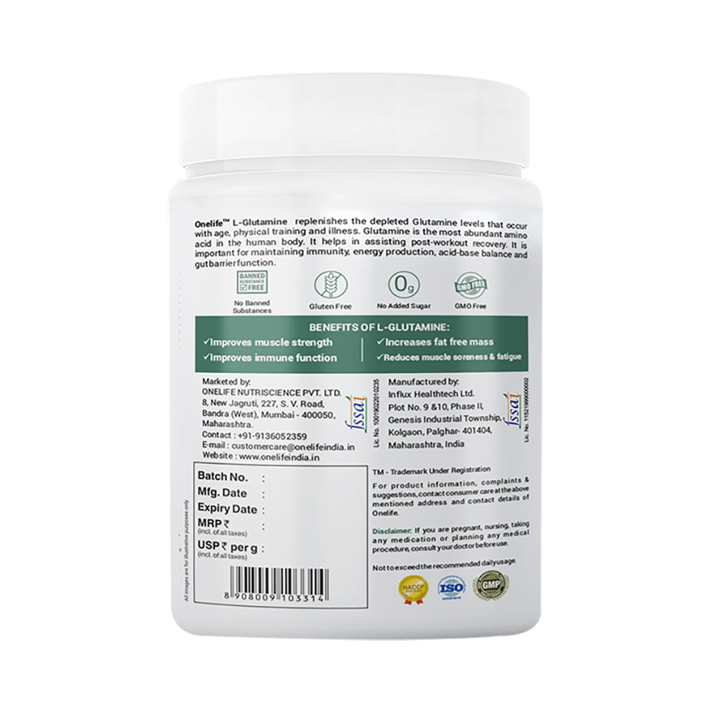 OneLife L-Glutamine Powder Green Apple - Image 2