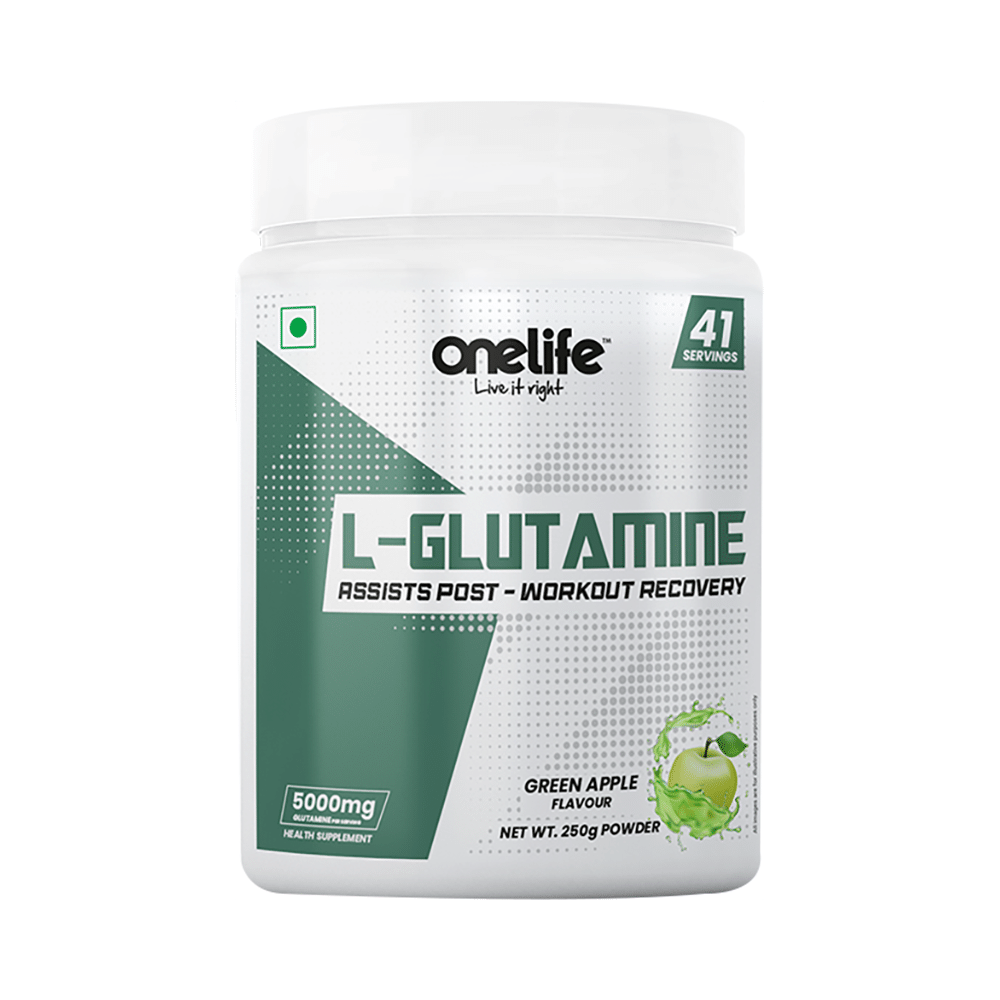 OneLife L-Glutamine Powder Green Apple - Image 1