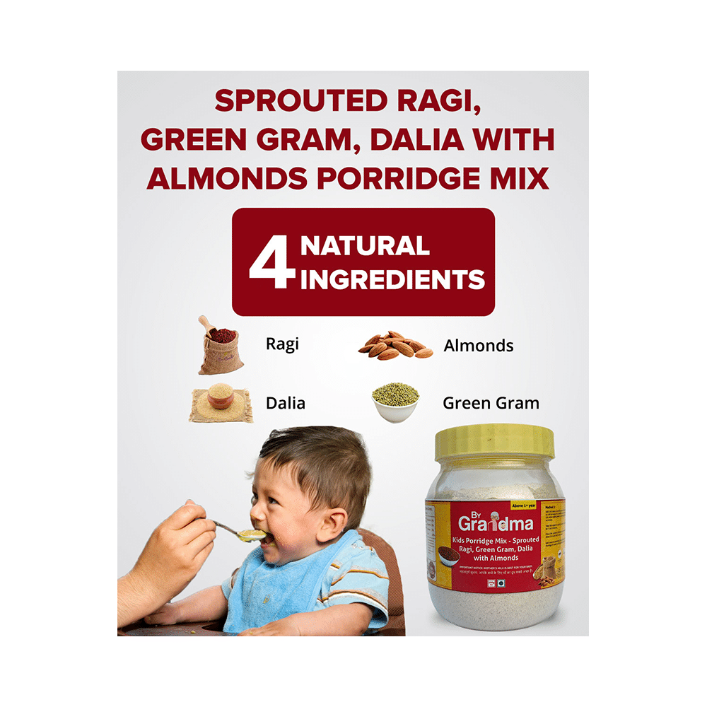 ByGrandma Kids Porridge Mix Above 1+Year Powder Sprouted Ragi, Green Gram, Dalia with Almonds - Image 4