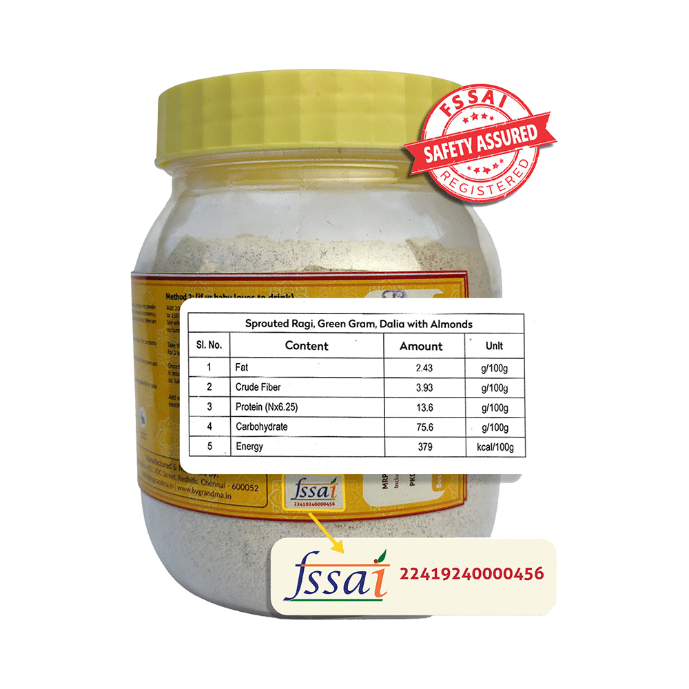 ByGrandma Kids Porridge Mix Above 1+Year Powder Sprouted Ragi, Green Gram, Dalia with Almonds - Image 3