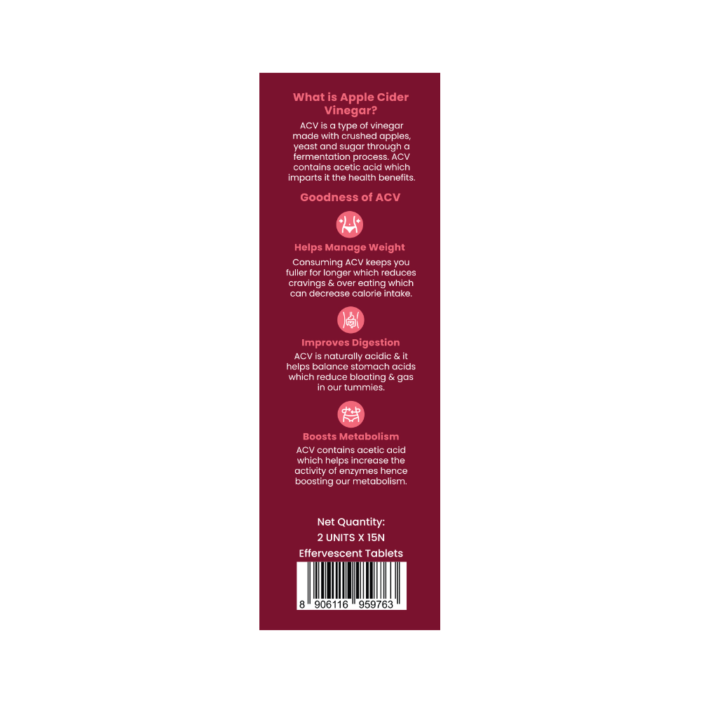 HealthKart HK Vitals Apple Cider Vinegar Tablet (15 Each) - Image 8
