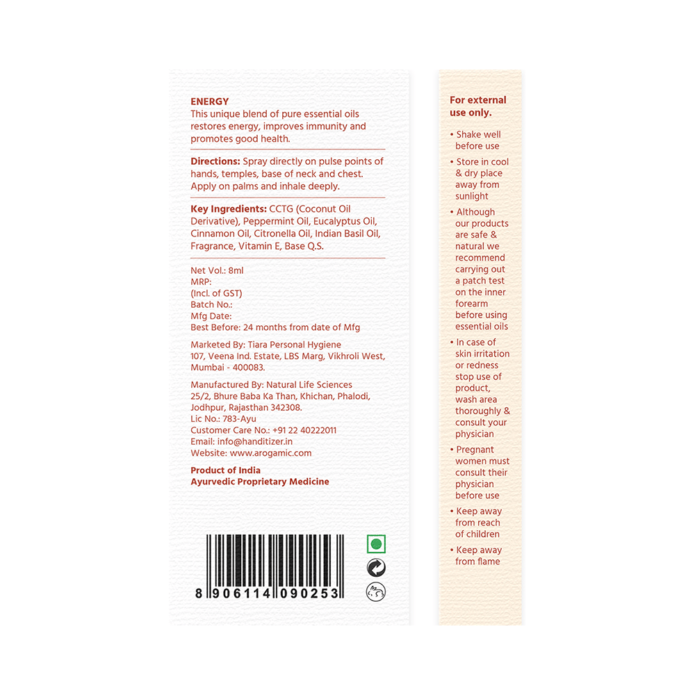 Arogamic Energy Aroma Therapy Spray (8ml Each) - Image 4