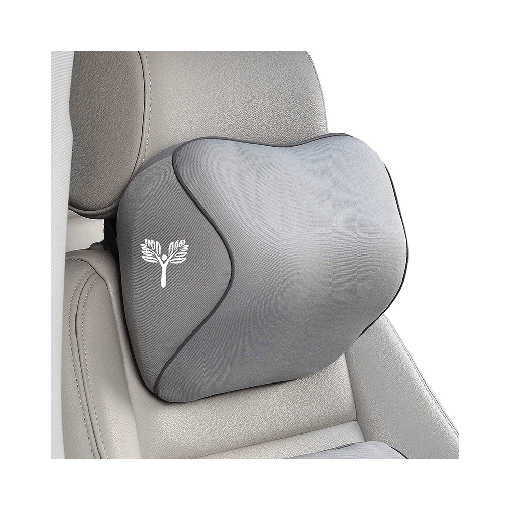 Grin Health Memory Foam Car Headrest Neck Rest Pain Relief Pillow Grey - Image 1