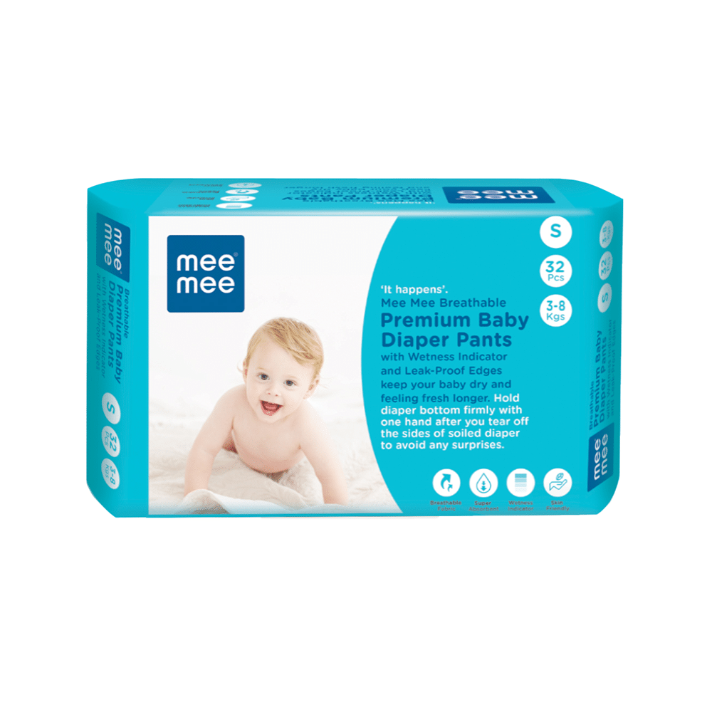 Mee Mee Breathable Premium Baby Diaper Pants with Wetness Indicator (32 Each)