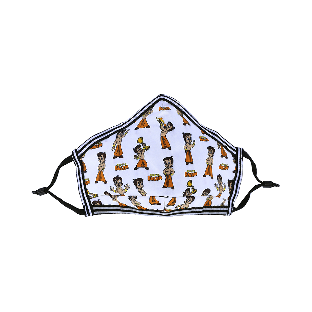 Vibe Chhota Bheem Premium Re-Usable Face Mask for Kids with 25 Filters Free Size Pose - Image 1