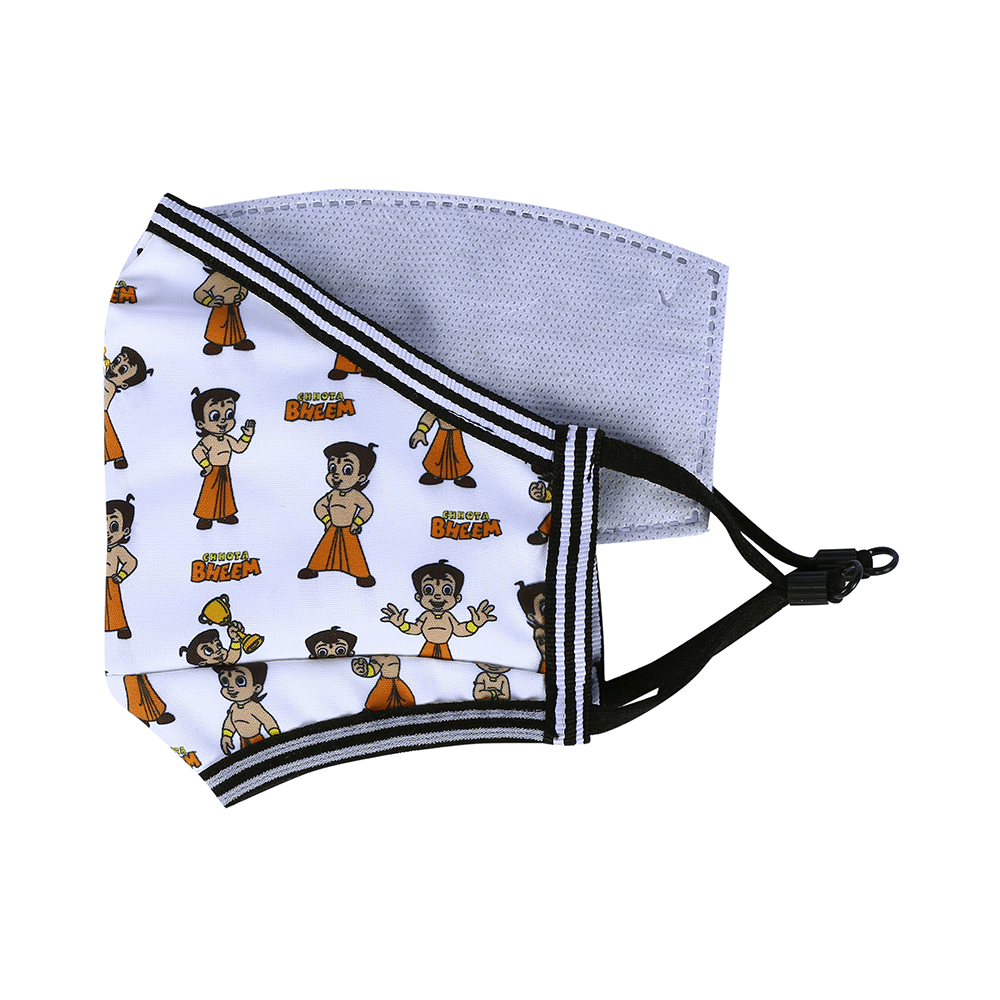 Vibe Chhota Bheem Premium Re-Usable Face Mask for Kids with 25 Filters Free Size Pose - Image 2