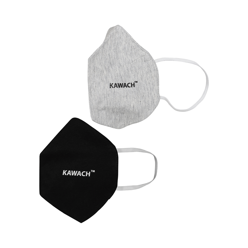 Kawach Anti Pollution Mask 5 Black & 5 Grey