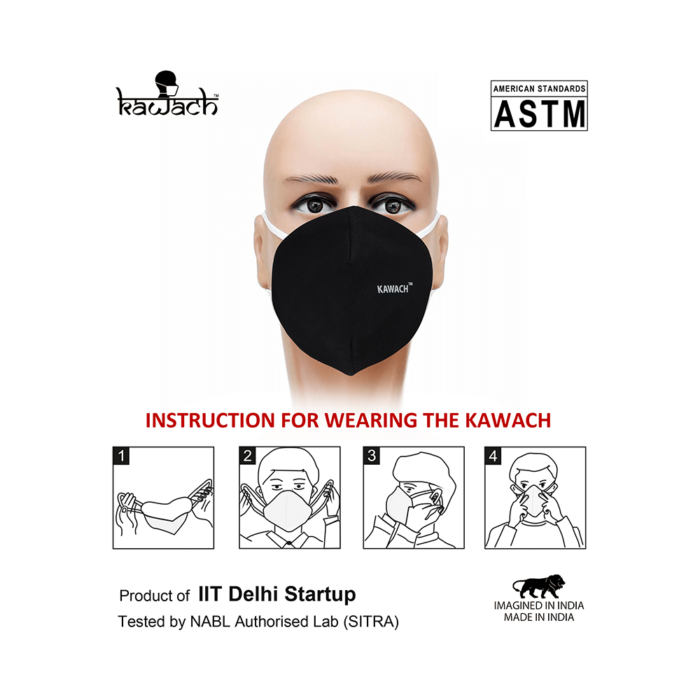 Kawach Anti Pollution Mask 5 Black & 5 Grey - Image 4