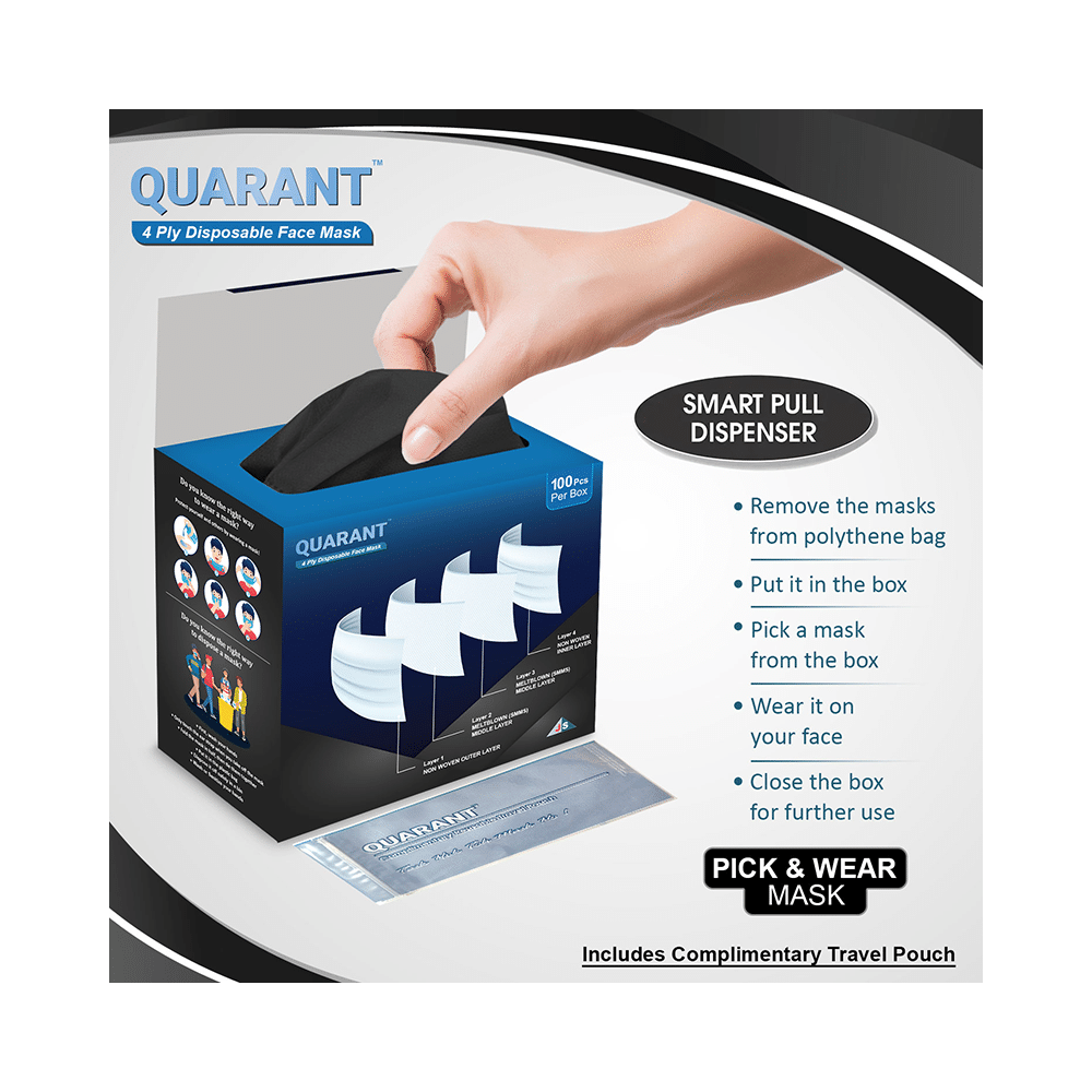 Quarant 4 Ply Disposable Face Mask Black - Image 5