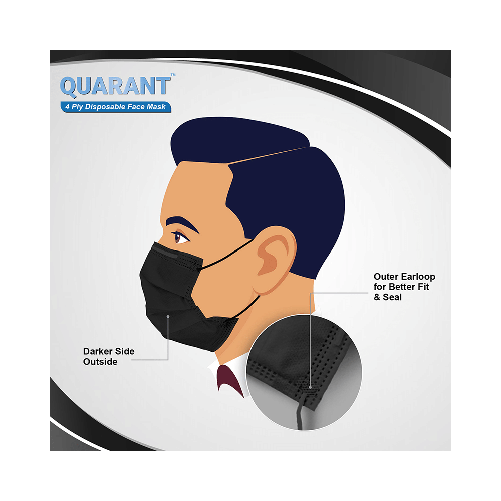Quarant 4 Ply Disposable Face Mask Black - Image 3