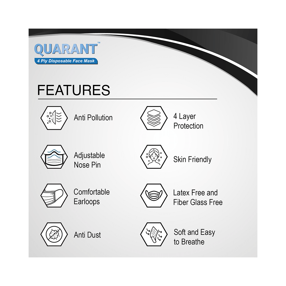 Quarant 4 Ply Disposable Face Mask Black - Image 2