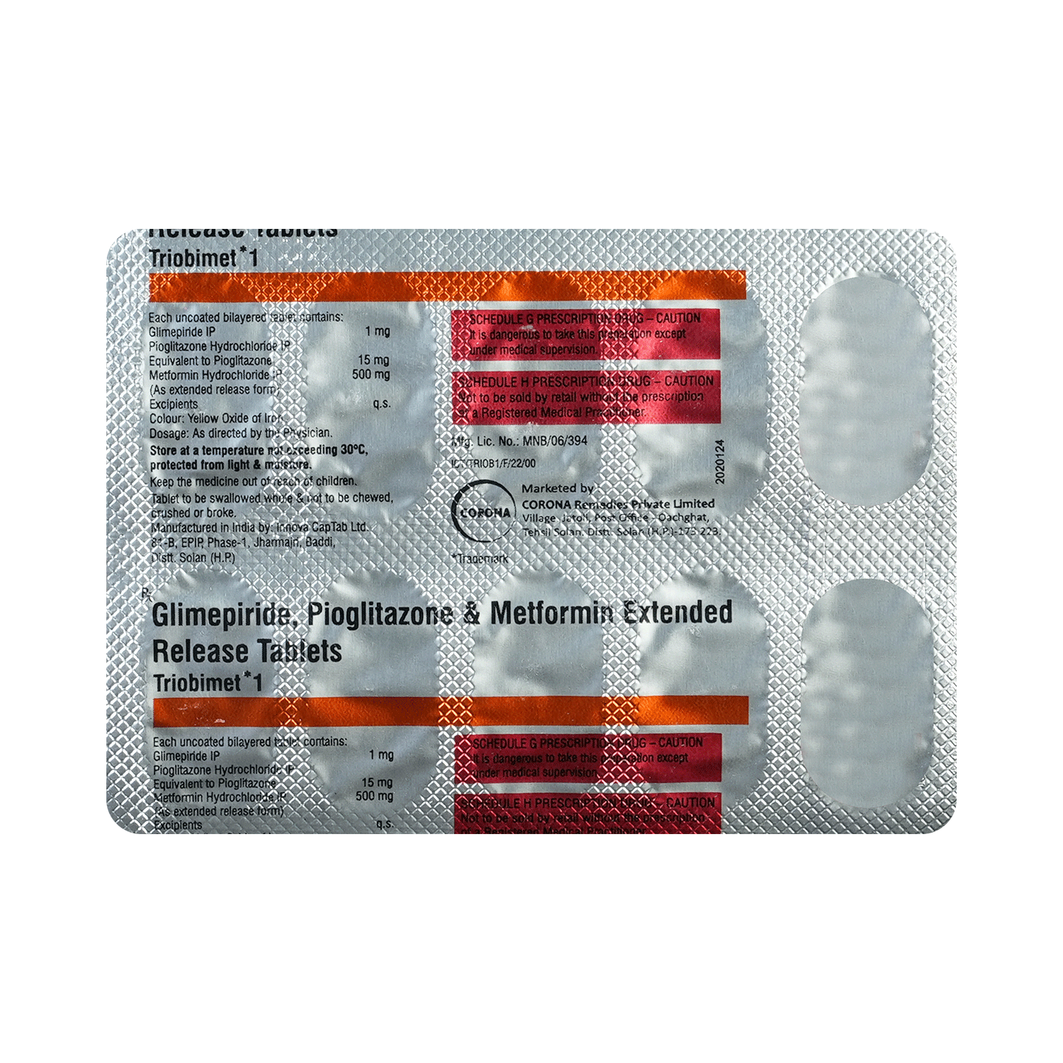 Triobimet 1mg/500mg/15mg Tablet ER - Image 6