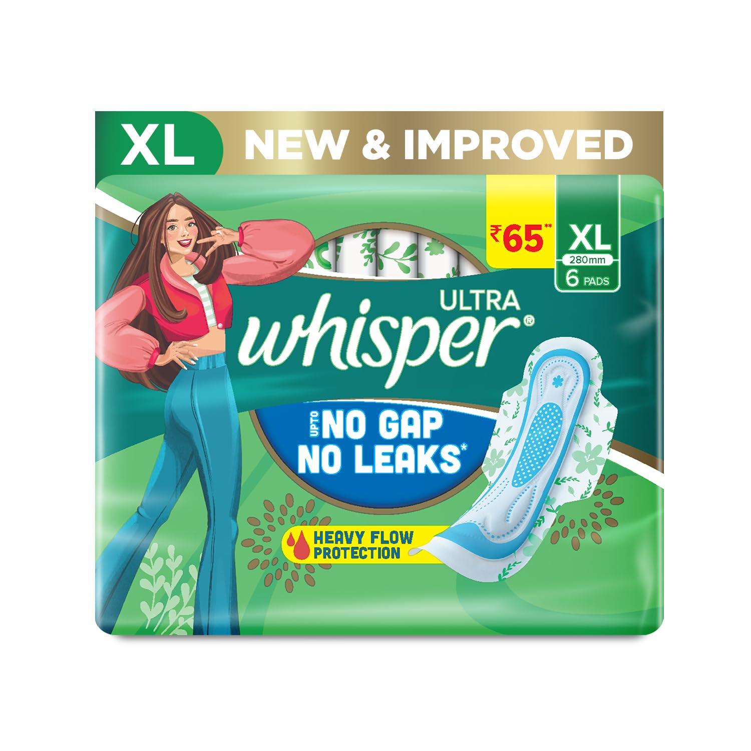 Whisper Ultra No Gap No Leaks Sanitary Pad XL - Image 1