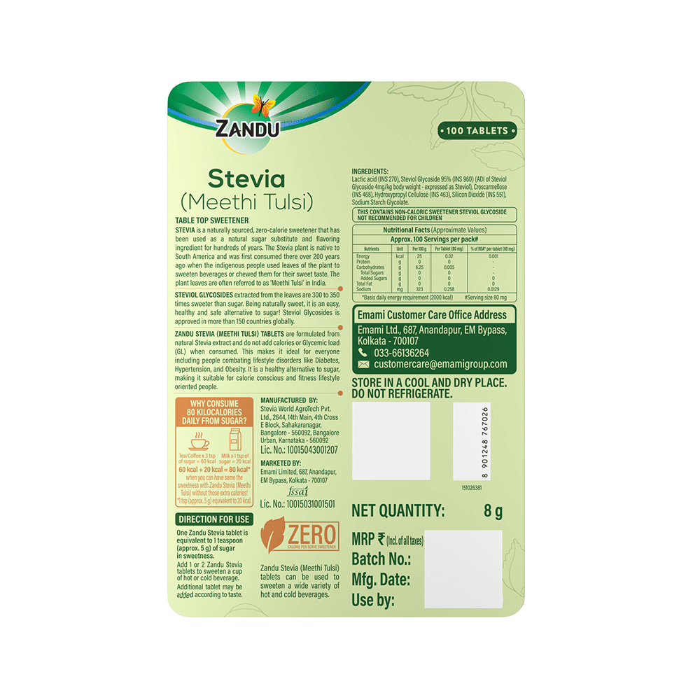 Zandu Stevia (Meethi Tulsi) Tablet - Image 2