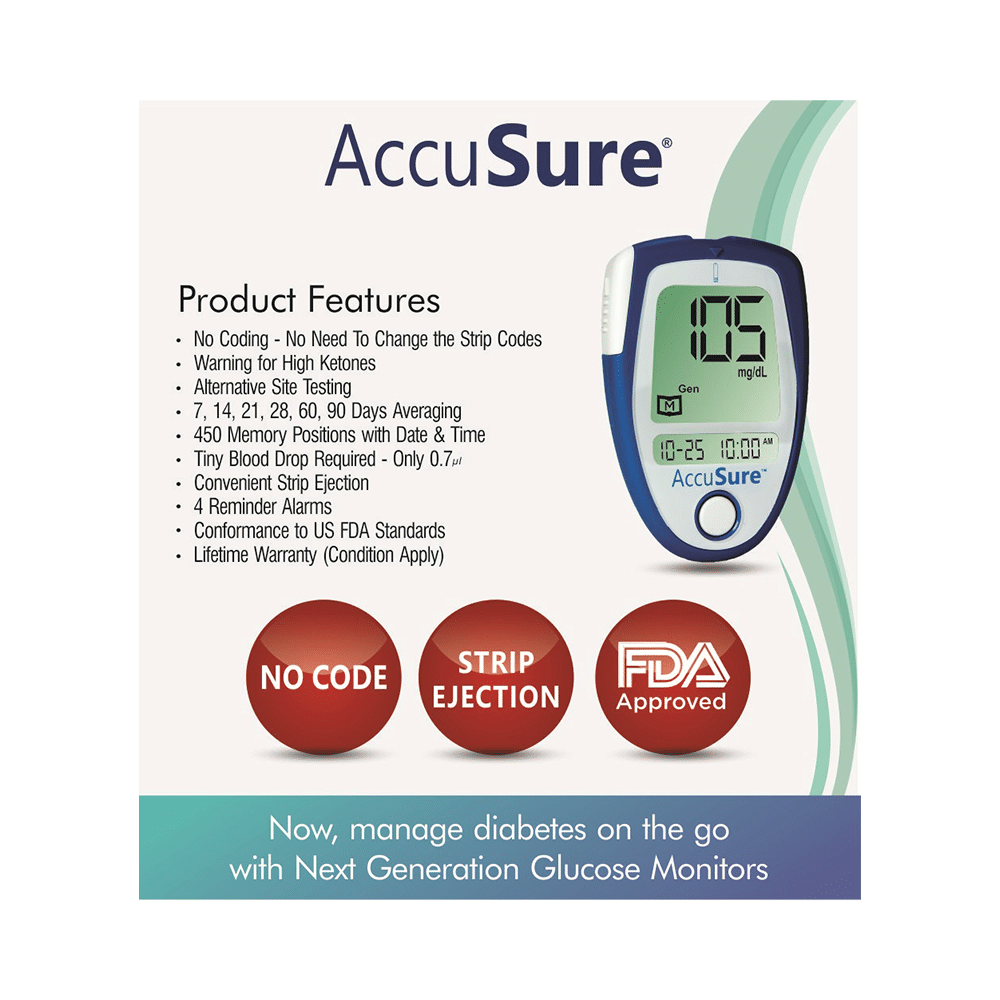 Dr. Gene AccuSure 3rd Generation Blood Glucose Monitoring System with 25 Strip Free - Image 4