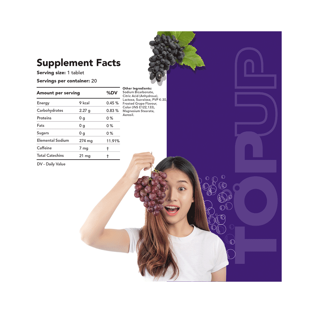 TopUp Delicious Matcha Green Tea Effervescent Tablet (20 Each) Frosted Grape - Image 5