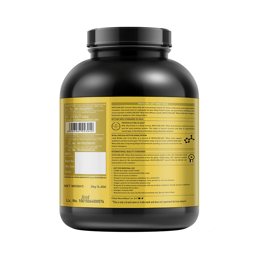 MuscleBlaze Whey Gold 100% Whey Protein Isolate | With Digestive Enzymes | Powder for Muscle Synthesis | Flavour Powder Rich Milk Chocolate - Image 3