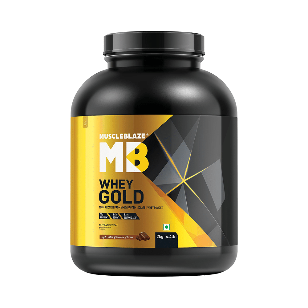 MuscleBlaze Whey Gold 100% Whey Protein Isolate | With Digestive Enzymes | Powder for Muscle Synthesis | Flavour Powder Rich Milk Chocolate - Image 1