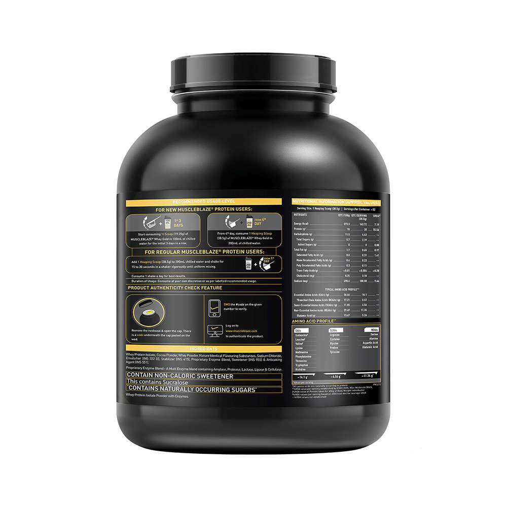 MuscleBlaze Whey Gold 100% Whey Protein Isolate | With Digestive Enzymes | Powder for Muscle Synthesis | Flavour Powder Rich Milk Chocolate - Image 2