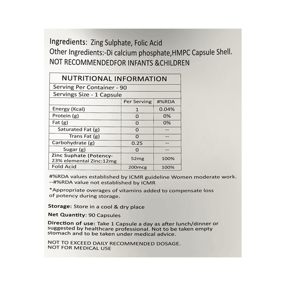 MyFitFuel Zinc + Folic Acid Capsule - Image 3