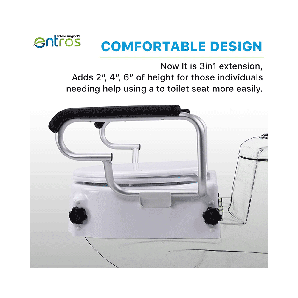 Entros SC7060H Premium Adjustable Commode Toilet Seat Raiser Elveator with Lift Padded Armests - Image 3