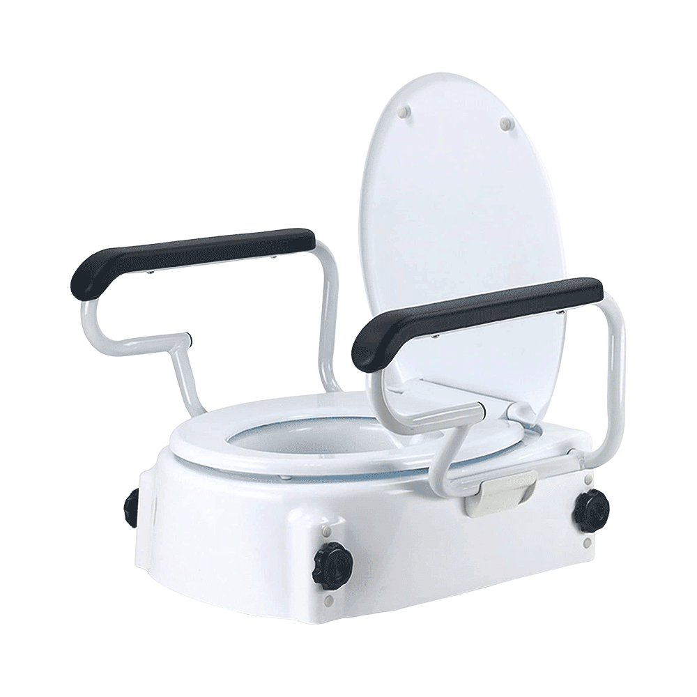 Entros SC7060H Premium Adjustable Commode Toilet Seat Raiser Elveator with Lift Padded Armests