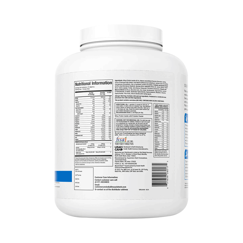 Muscletech Platinum 100% Whey Isolate Milk Chocolate Gluten Free - Image 2