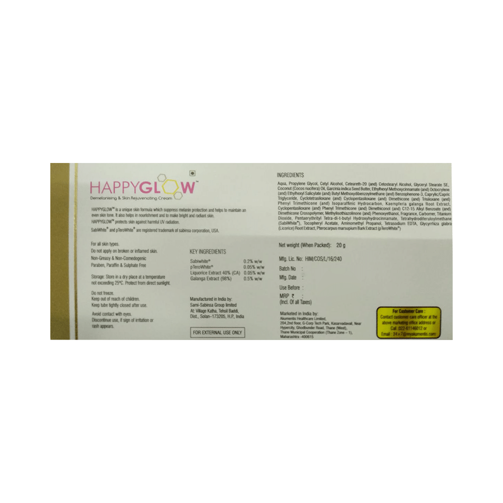 Happyglow Demelanising & Skin Rejuvenation Cream | Lightens & Brightens Skin - Image 2