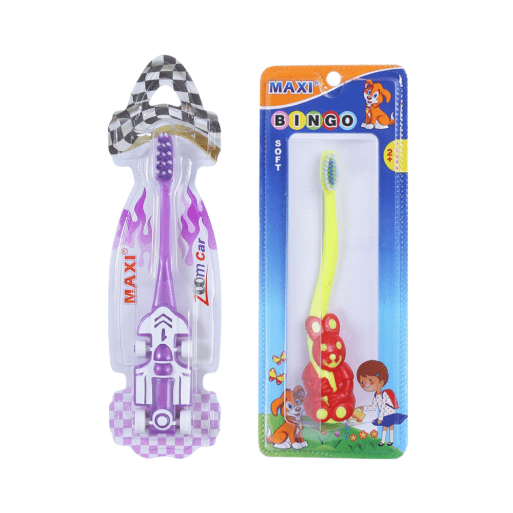 Maxi Oral Care Junior Pack of 2 Kids Zoom Car Junior Toothbrush & 2 Kids Bingo Junior Toothbrush - Image 3