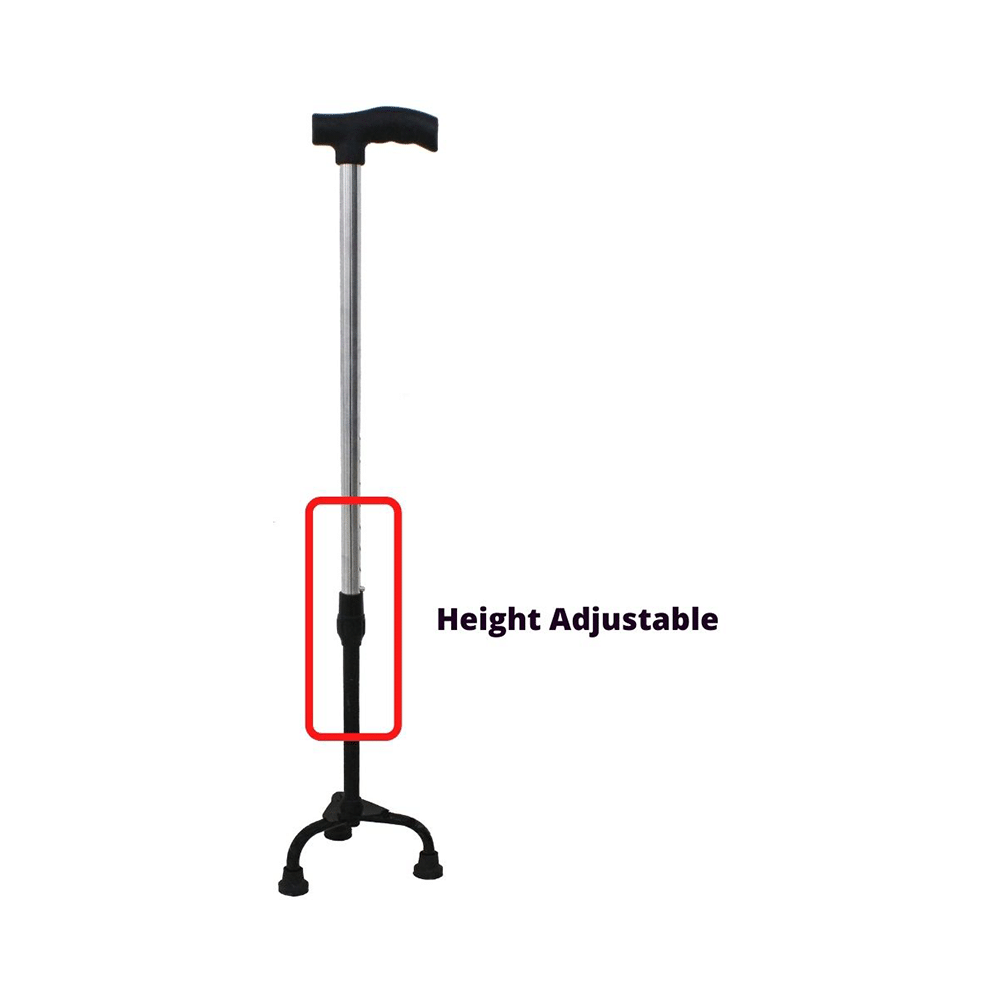 Fidelis Healthcare Mild Steel Adjustable Walking Stick 3 Leg with Metal Base Black - Image 2