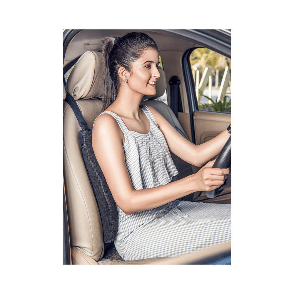 Fovera Car Backrest Ergonomic Memory Foam Cushion Universal Mesh Black - Image 5