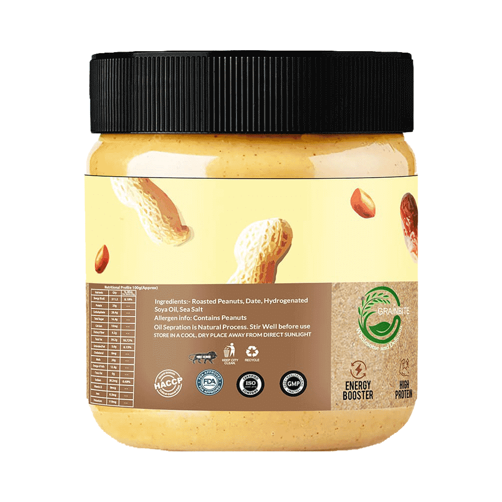 Grainbite Peanut Butter Naturally Sweetened with Dates Tasty Crunchy - Image 2