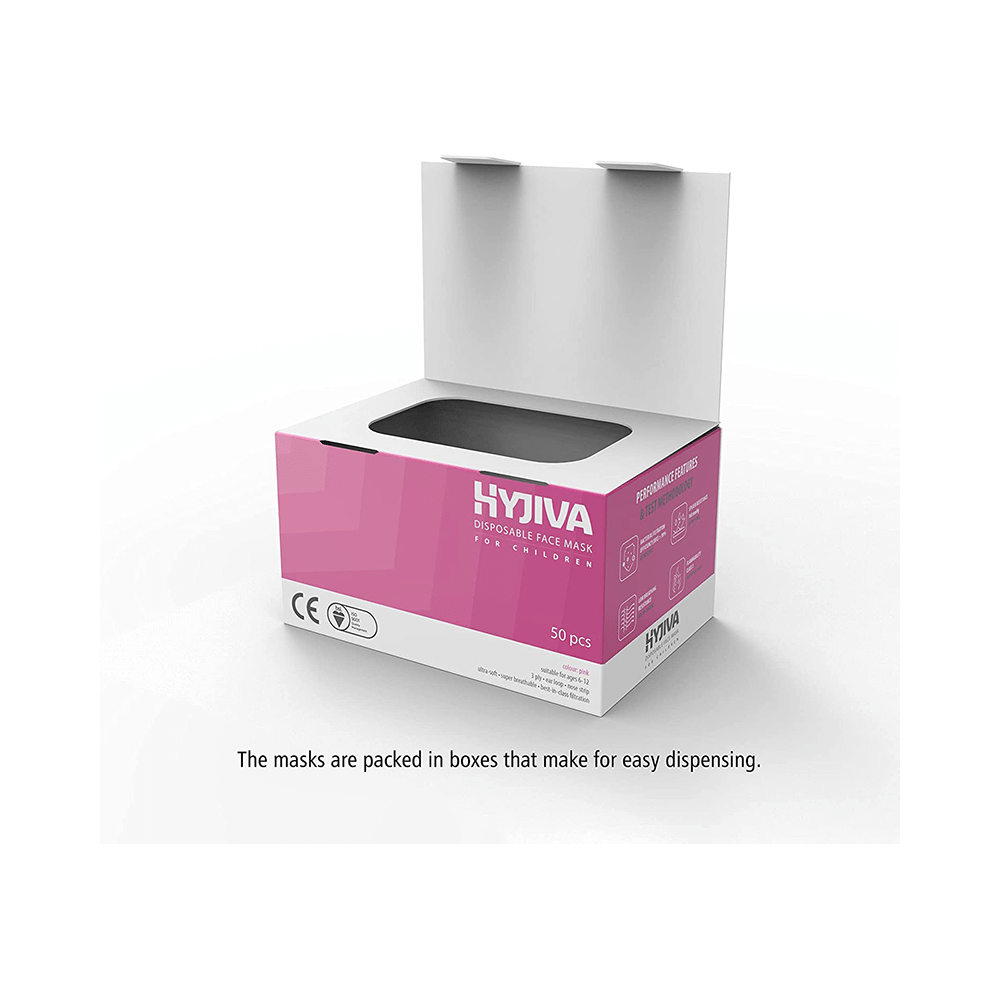 Hyjiva 3 Ply Disposable Face Mask for Children Pink - Image 2