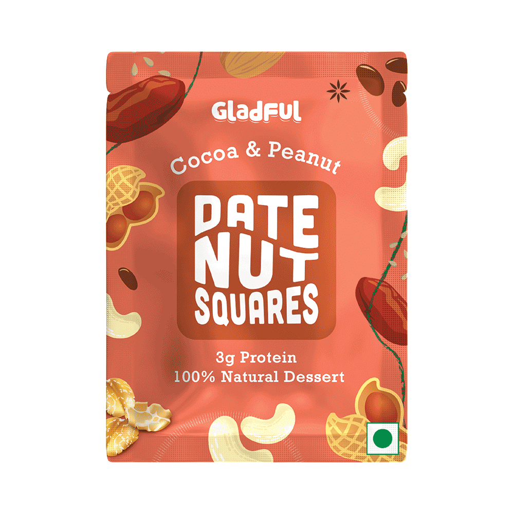Gladful Cocoa & Peanut Date Nut Squares (20gm Each) - Image 1