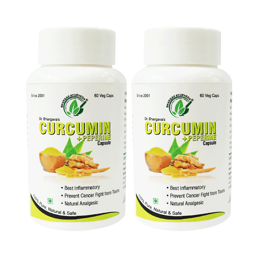 Dr.Bhargav’s Curcumine + Peperine Veg Capsule (60 Each) - Image 1