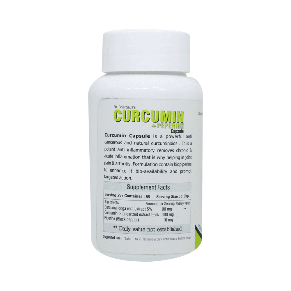 Dr.Bhargav’s Curcumine + Peperine Veg Capsule (60 Each) - Image 2