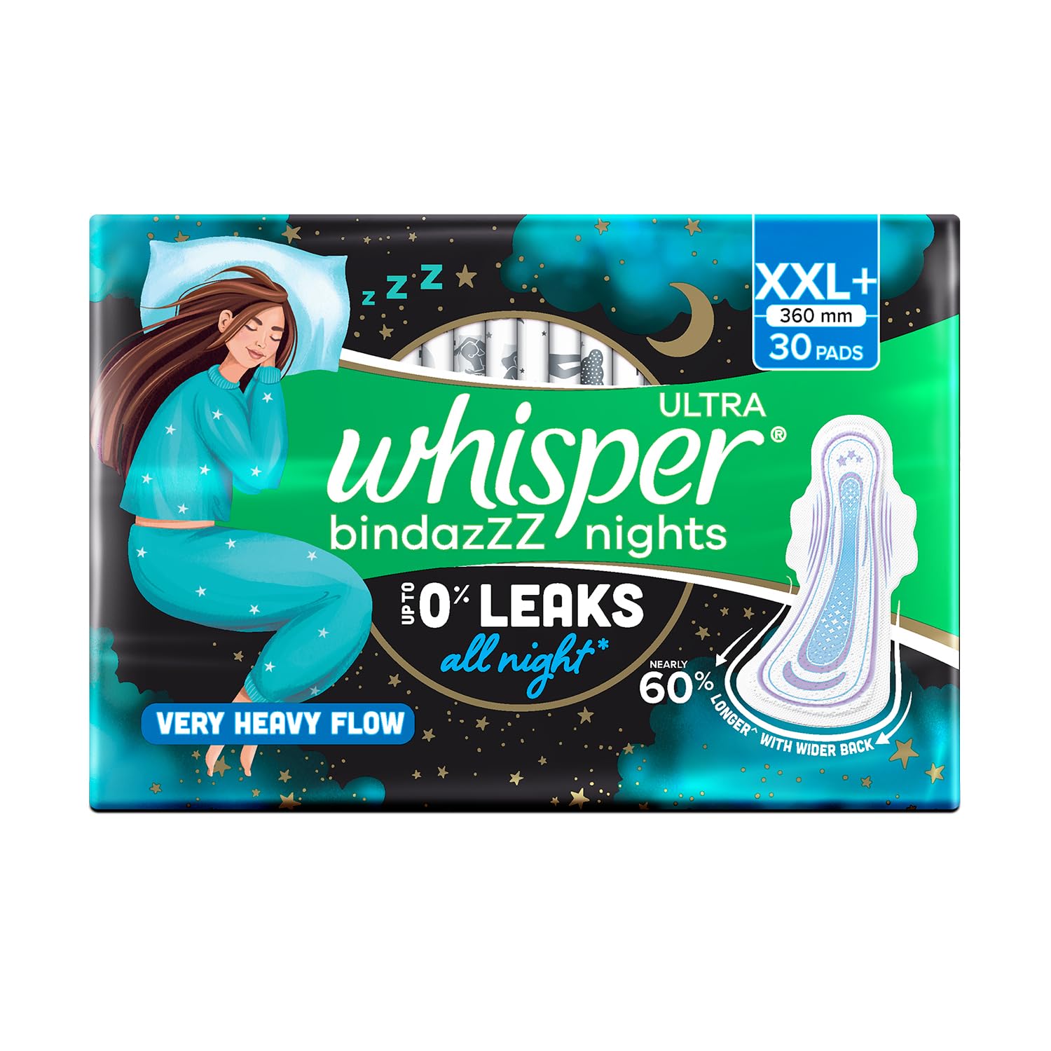 Whisper Ultra Bindazzz Nights Pads XXL+ - Image 2