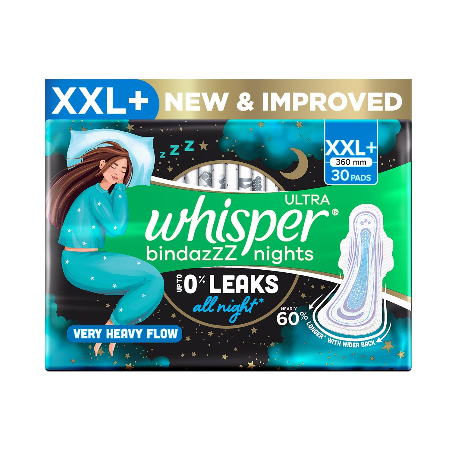 Whisper Ultra Bindazzz Nights Pads XXL+ - Image 1