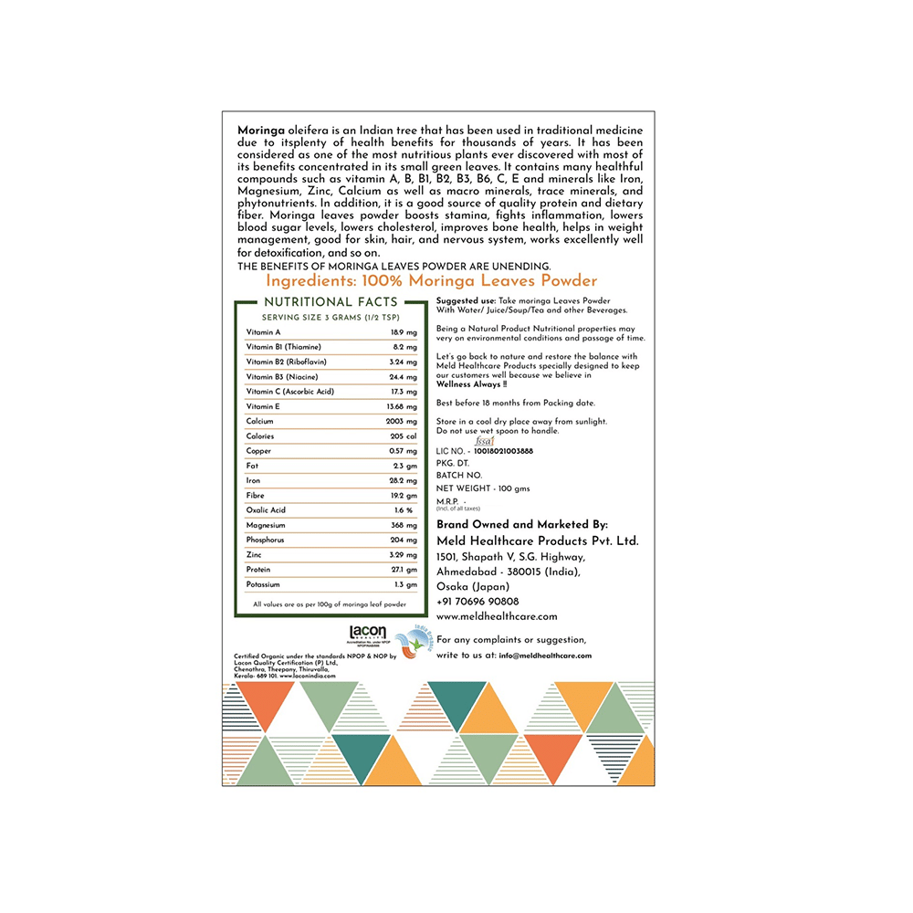 Meld wellness always 100% Organic Moringa Leaf Powder - Image 2