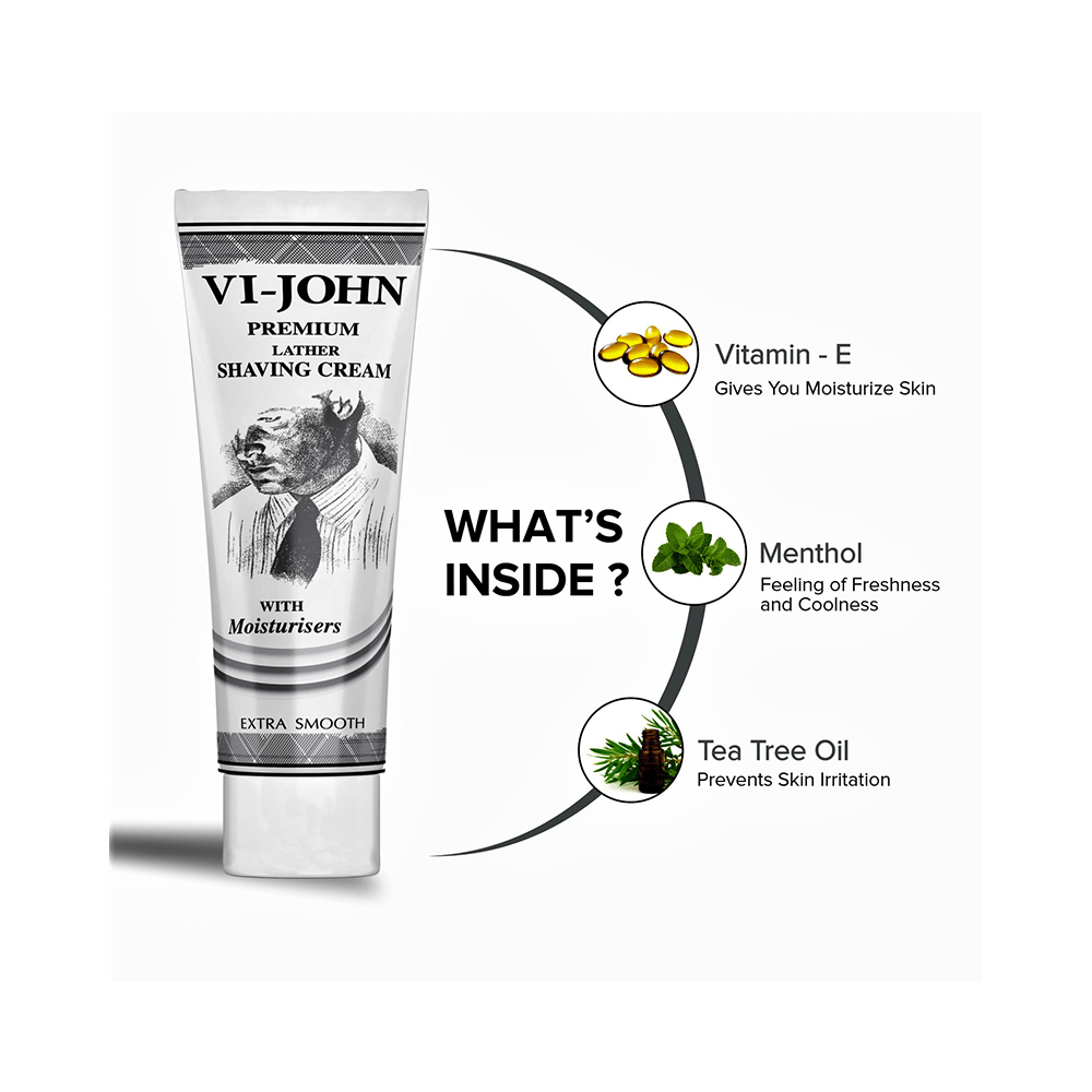 Vi-John Premium Lather Shaving Cream with Moisturisers (91gm Each) Extra Smooth - Image 4