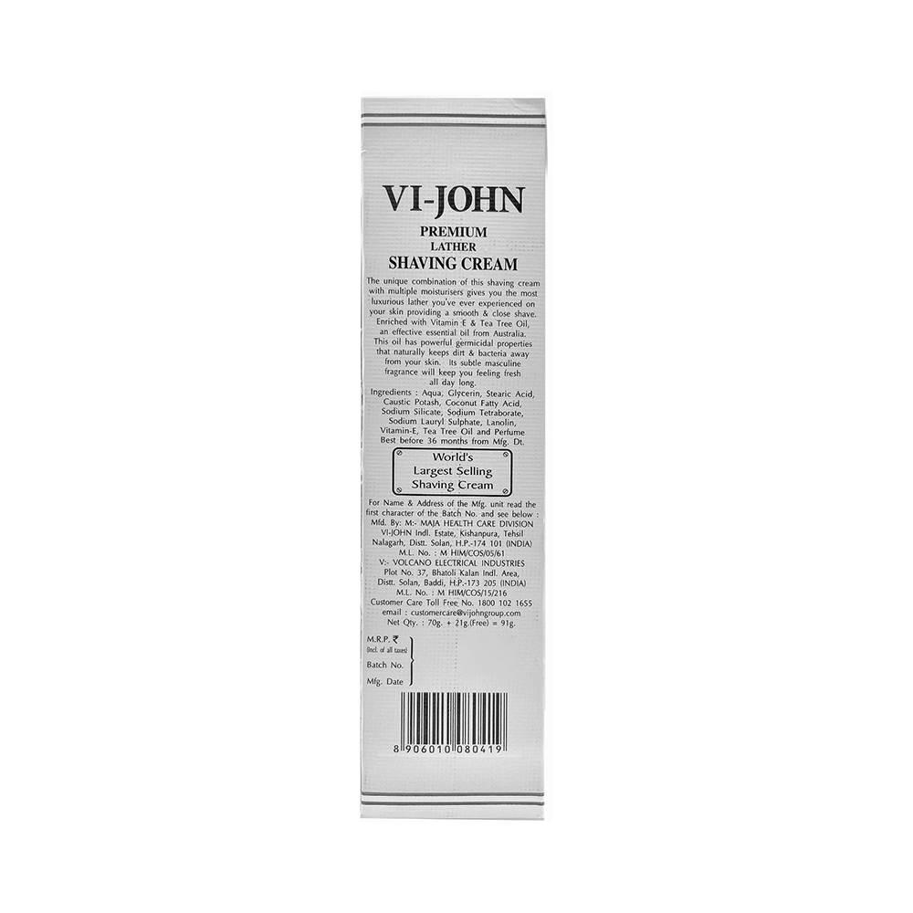 Vi-John Premium Lather Shaving Cream with Moisturisers (91gm Each) Extra Smooth - Image 2